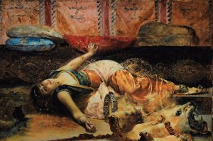 Oriental Dancer With a Tambourine by Edouard Frederic Wilhelm Richter Oil Painting