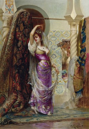 Preparing For The Performance by Edouard Frederic Wilhelm Richter Oil Painting