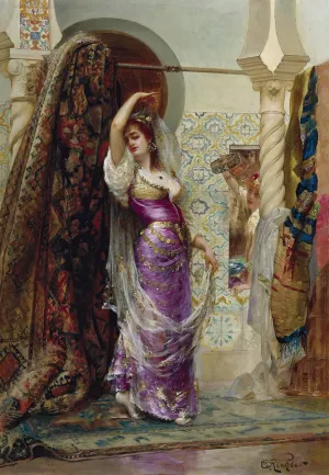 Preparing For The Performance by Edouard Frederic Wilhelm Richter Oil Painting