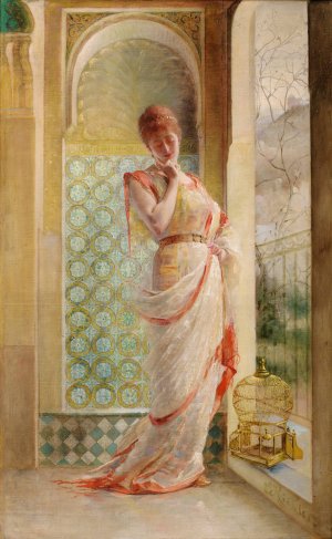 The bird flew away by Edouard Frederic Wilhelm Richter Oil Painting