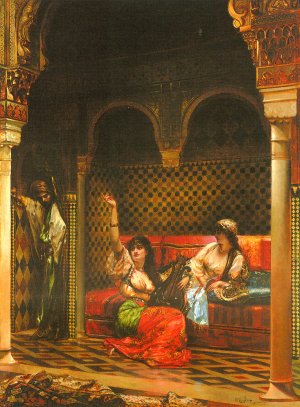 The Eavsdropper by Edouard Frederic Wilhelm Richter Oil Painting