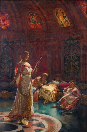 The Four Rivals by Edouard Frederic Wilhelm Richter Oil Painting