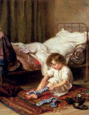 Getting Up by Edouard Frere Oil Painting