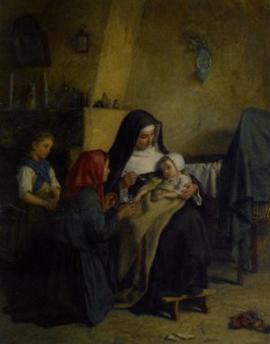 Le Repas du Soir by Edouard Frere Oil Painting