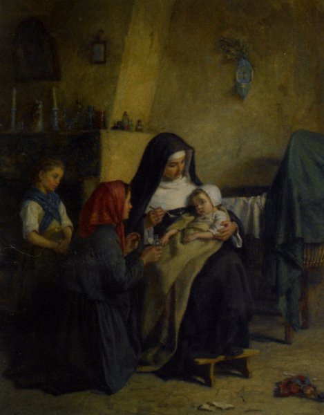 Le Repas du Soir by Edouard Frere - Hand-Painted Oil Painting Reproduction
