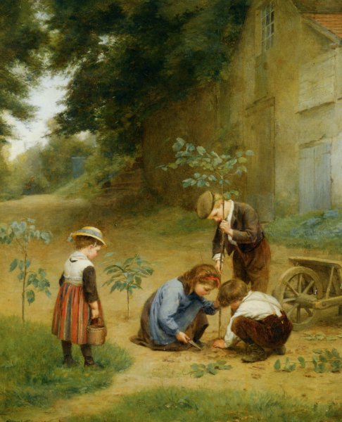 Main Product Photo of Les Jeunes Jardiniers Painting by Edouard Frere