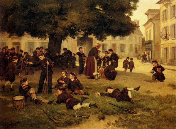 Young Soldiers by Edouard Frere - Hand-Painted Oil Painting Reproduction
