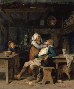 A Barber's Shop In Brittany by Edouard Girardet Oil Painting