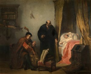 The Awakening of Michel de Montaigne by Edouard Hamman Oil Painting