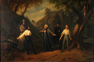 Le duel ou le cure conciliateur by Edouard-Henri-Theophile Pingret Oil Painting