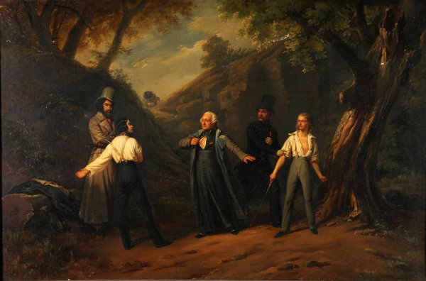Le duel ou le cure conciliateur by Edouard-Henri-Theophile Pingret - Hand-Painted Oil Painting Reproduction