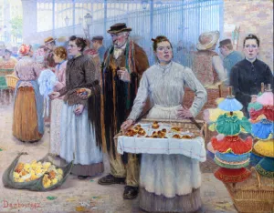 The Tinker Dealers of Les Halles by Edouard-Jean Dambourgez - Oil Painting Reproduction