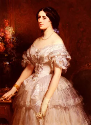 Portrait D'Une Dame painting by Edouard Louis Dubufe