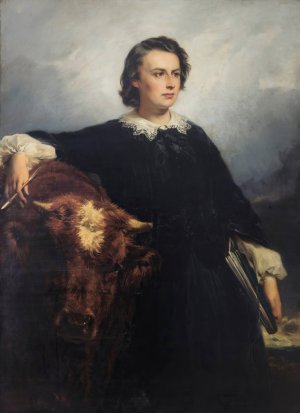Portrait Of Rosa Bonheur With a Bull by Edouard-Louis Dubufe Oil Painting