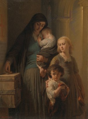 The widow's penny by Edouard-Louis Dubufe Oil Painting