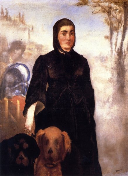 Main Product Photo of A Woman with Dogs Painting by Edouard Manet
