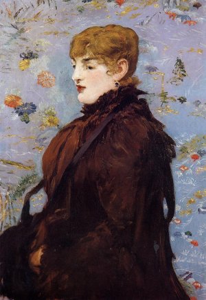 Autumn, Portait of Mery Laurent in a Brown Fur Cape Oil painting by Edouard Manet
