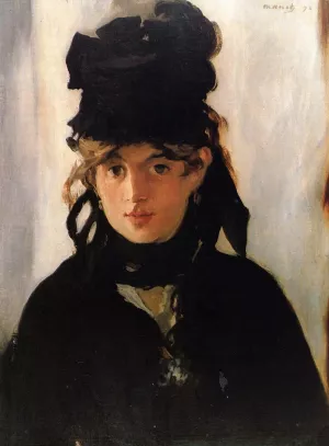 Berthe Morisot with a Bouquet of Violets by Edouard Manet - Oil Painting Reproduction