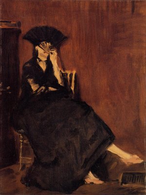 Berthe Morisot with a Fan Oil painting by Edouard Manet