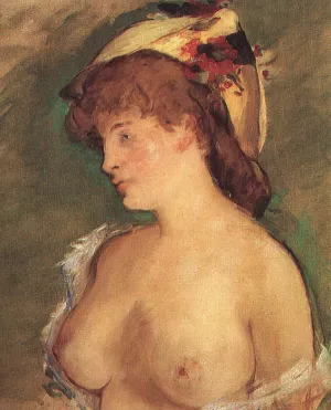 Blonde Woman with Bare Breasts painting by Edouard Manet