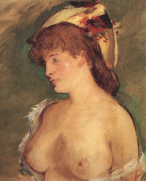 Blonde Woman with Bare Breasts by Edouard Manet - Hand-Painted Oil Painting Reproduction