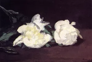 Branch of White Peonies, with Pruning Shears Oil painting by Edouard Manet