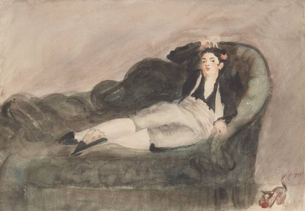 Copy of Reclining Young Woman in Spanish Costume  by Edouard Manet - Hand-Painted Oil Painting Reproduction