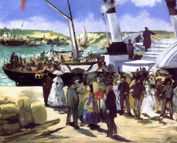 Departure of the Folkstone Boat by Edouard Manet - Hand-Painted Oil Painting Reproduction