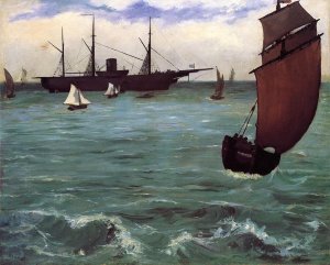 Fishing Boat Coming in Before the Wind also known as The Kearsarge at Bologne Oil painting by Edouard Manet
