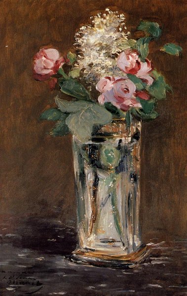 Flowers in a Crystal Vase II by Edouard Manet - Hand-Painted Oil Painting Reproduction