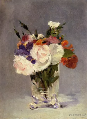 Flowers in a Crystal Vase by Edouard Manet Oil Painting