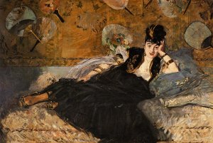 Lady with Fans, Portrait of Nina de Callais by Edouard Manet Oil Painting