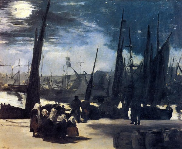 Main Product Photo of Moonlight Over Bologne Harbor Painting by Edouard Manet