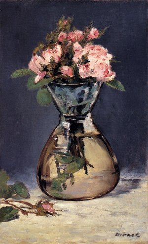 Moss Roses In A Vase by Edouard Manet Oil Painting