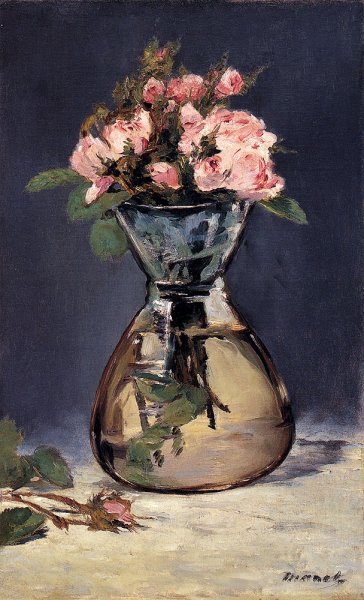 Moss Roses In A Vase by Edouard Manet - Hand-Painted Oil Painting Reproduction