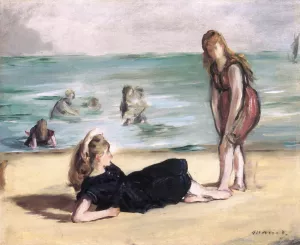 On the Beach at Boulogne II by Edouard Manet Oil Painting