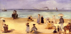 On the Beach at Boulogne by Edouard Manet - Oil Painting Reproduction
