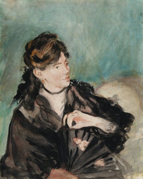 Main Product Photo of Portrait of Berthe Morisot with a Fan  Painting by Edouard Manet