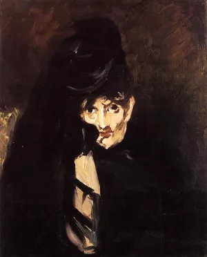 Portrait of Berthe Morisot with Hat, in Mourning by Edouard Manet - Oil Painting Reproduction