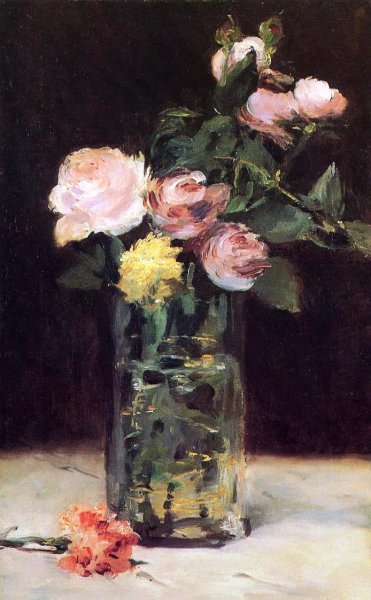 Main Product Photo of Roses in a Glass Vase Painting by Edouard Manet