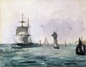 Sailing Ships and Seagulls by Edouard Manet Oil Painting