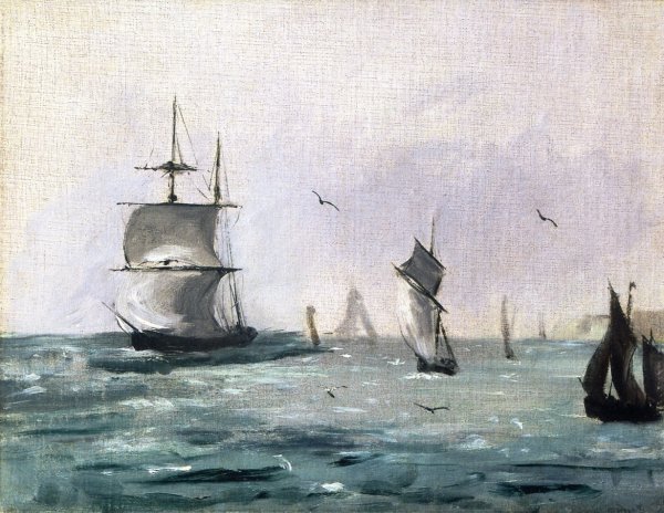 Sailing Ships and Seagulls by Edouard Manet - Hand-Painted Oil Painting Reproduction