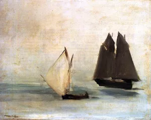 Seascape also known as Two Fishing Boats by Edouard Manet Oil Painting