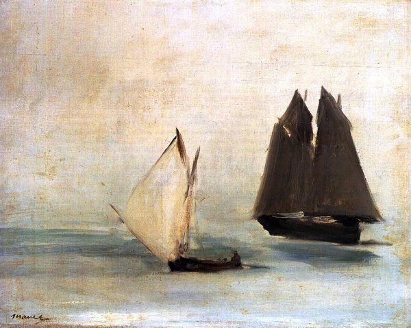 Main Product Photo of Seascape also known as Two Fishing Boats Painting by Edouard Manet