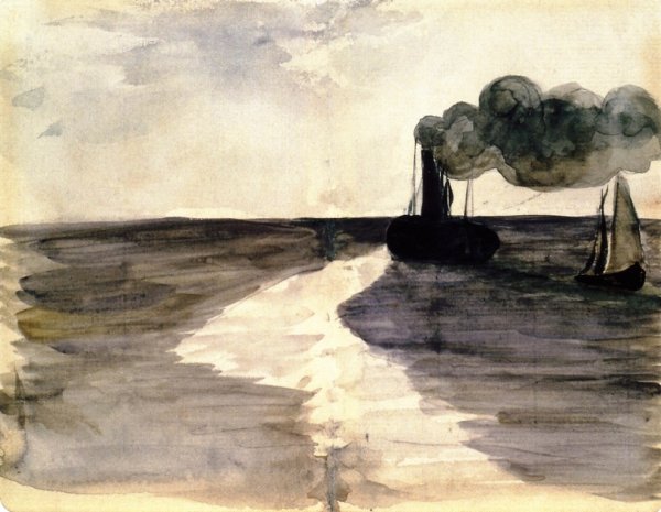 Steamboat off Boulogne by Edouard Manet - Hand-Painted Oil Painting Reproduction