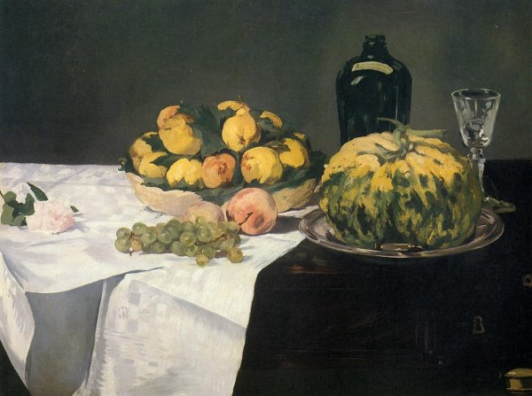 Main Product Photo of Still Life with Melon and Peaches Painting by Edouard Manet