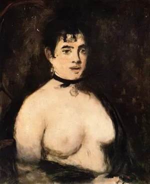 The Brunette with Bare Breasts by Edouard Manet Oil Painting