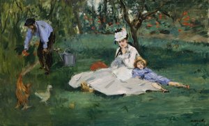 The Monet Family in Their Garden at Argenteuil by Edouard Manet Oil Painting
