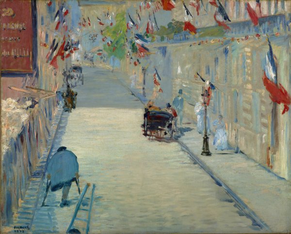 Main Product Photo of The Rue Mosnier with Flags  Painting by Edouard Manet