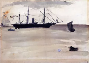 U.S.S. Kearsarge off Boulogne by Edouard Manet Oil Painting